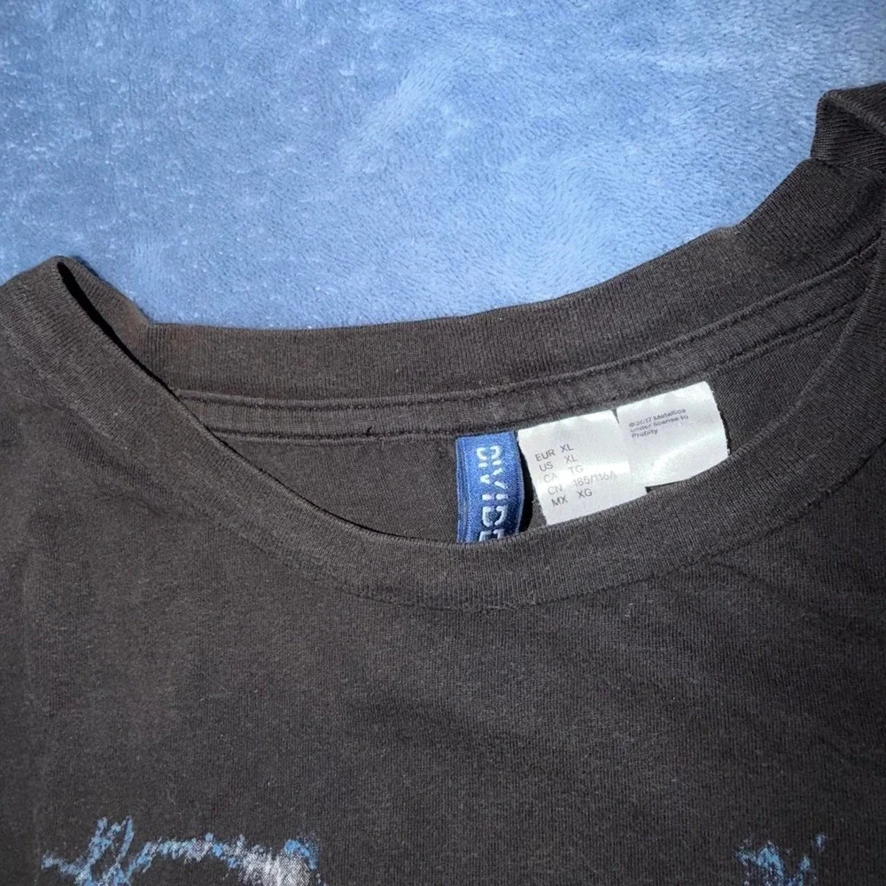 Metallica Ride The Lightning black t-shirt with blue lightning graphic